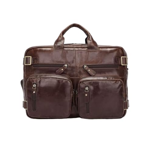 FLXSCA Herrenhandtaschen Aktentaschen Laptoptaschen Echtes Leder Messenger Schultertaschen Tragetaschen Rucksäcke(Brown) von FLXSCA