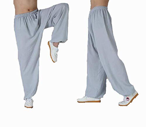Tai Chi Kleidung Damen,Frau Und Männer Tai Chi Hosen Bambus Hanf Wu Shu Kung Fu Kleidung Weiche Bequeme Atmungsaktive Yoga-Ausrüstung Kampfkunst Zen Meditation Traditionelle Wing Chun Uniform,Grey-XXL Tai Chi Kleidung Damen,Frau Und Männer Tai Chi Hosen Bambus Hanf Wu Shu Kung Fu Kleidung Weiche Bequeme Atmungsaktive Yoga-Ausrüstung Kampfkunst Zen Meditation Traditionelle Wing Chun Uniform,Grey-XXL von FLY FLU