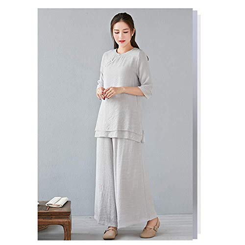 Tai Chi Kleidung Damen,Herren Frauen Zen Meditationsanzug Tai Chi Uniform Chinesische Kung Fu Kleidung Baumwolle Und Leinen Yoga Anzug,Grey-M Tai Chi Kleidung Damen,Herren Frauen Zen Meditationsanzug Tai Chi Uniform Chinesische Kung Fu Kleidung Baumwolle Und Leinen Yoga Anzug,Grey-M von FLY FLU