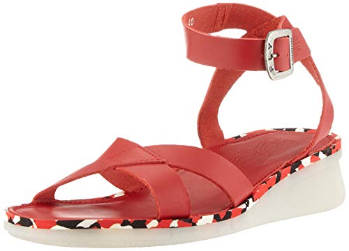 FLY London Damen CENI570FLY Knöchelriemchen Sandalen, Rot (Lipstick Red (Red Mid Sole) 002), 40 EU von FLY London