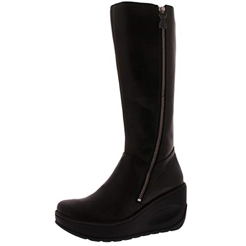 FLY London Damen Jate Leder Winter Mode Keilabsatz Knie Hoch Stiefel EU 36-43 von FLY London