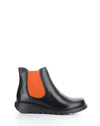 FLY London Damen Salv Chelsea-Stiefel, Black (ORANGE Elastic), 36.5 EU von FLY London