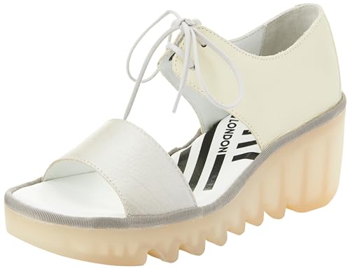 Fly London Damen Bilu465fly Sandale, Silberfarben/Offwhite, 36 EU von FLY London