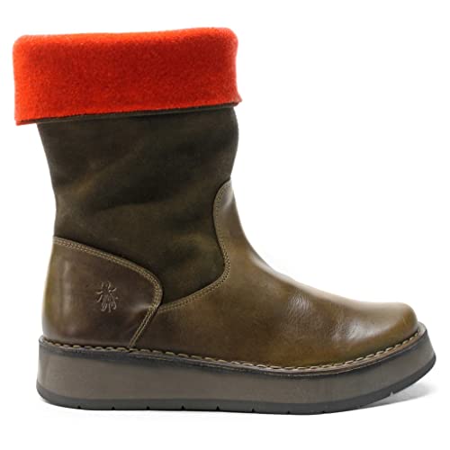 Fly London Damen Rula083fly Halblange Stiefel, Olive Sludge Orange, 38 EU von FLY London