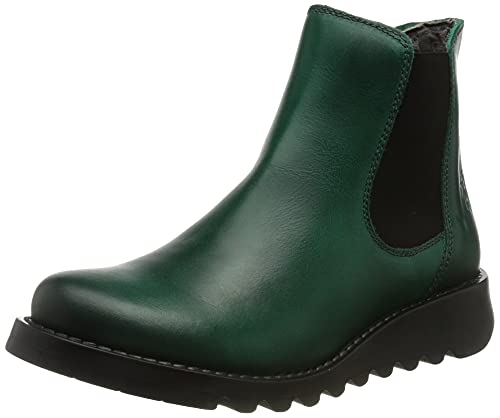 FLY London Damen Salv Chelsea Boots, Kleeblatt Grün Schwarz Elastisch, 37 EU von FLY London