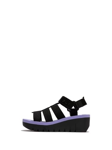 Fly London Damen YOJI198FLY Sandal, Black/Black/Violet, 40 EU von FLY London