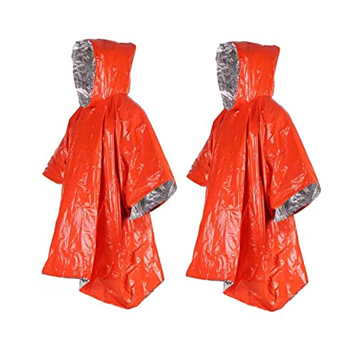 FLYAMAPIRIT Notfall Poncho Wasserdichte wärmeisolierende Regenjacke Überlebensdecke mit Kapuze für Camping, Wandern oder Notfallsituationen (2 Stück) von FLYAMAPIRIT
