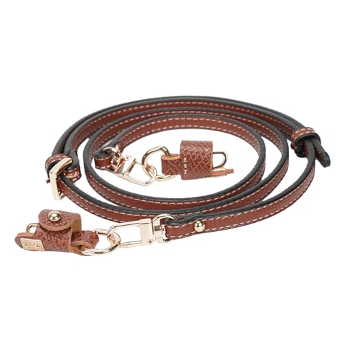 FLYAMAPIRIT Schultergurt für Longchamp Taschen, Damen, Ledergurt-Umrüstsatz, verstellbarer Ersatzgurt für Geldbörse, Handtaschen etc. (Cognac + Goldhaken, 0,9 cm breit) von FLYAMAPIRIT