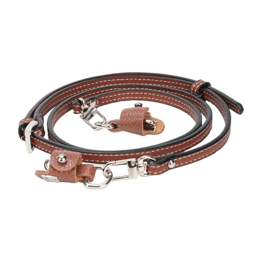 FLYAMAPIRIT Schultergurt für Longchamp Taschen, Damen, Ledergurt-Umrüstsatz, verstellbarer Ersatzgurt für Geldbörse, Handtaschen etc. (Cognac + Silberhaken, 0,9 cm breit) von FLYAMAPIRIT