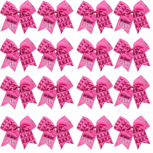 16 Stück 17,8 cm Brustkrebs-Bewusstsein Cheer Haarschleifen Pferdeschwanzhalter Große Glitzer Rosa Band Haarschleifen Zubehör Elastisches Band Handgefertigt für Teenager Frauen 16 Stück 17,8 cm Brustkrebs-Bewusstsein Cheer Haarschleifen Pferdeschwanzhalter Große Glitzer Rosa Band Haarschleifen Zubehör Elastisches Band Handgefertigt für Teenager Frauen von FLYARD