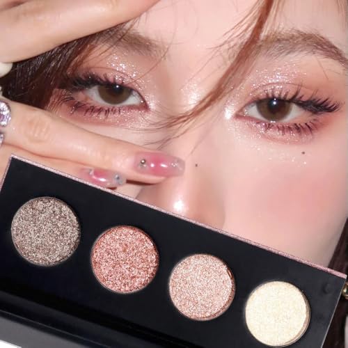 FLYEEO Shiny Shimmer Highlight-Palette, 4 Farben, Lidschatten-Palette, Shimmer, vegane und tierversuchsfreie Formel, Lidschatten mit schimmerndem Glanz FLYEEO Shiny Shimmer Highlight-Palette, 4 Farben, Lidschatten-Palette, Shimmer, vegane und tierversuchsfreie Formel, Lidschatten mit schimmerndem Glanz von FLYEEO