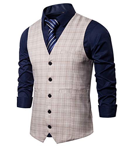 FLYF Herren Anzug Weste V-Ausschnitt Ärmellose Westen Anzug Business Hochzeit Gilet Weste von FLYF