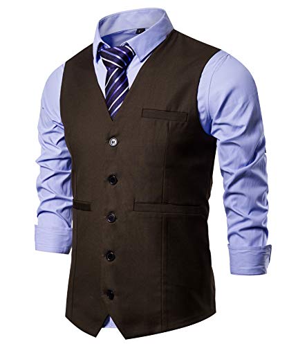 FLYF Herren Anzug Weste V-Ausschnitt Ärmellose Westen Anzug Business Hochzeit Gilet Weste von FLYF