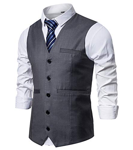 FLYF Herren Anzug Weste V-Ausschnitt Ärmellose Westen Anzug Business Hochzeit Gilet Weste von FLYF