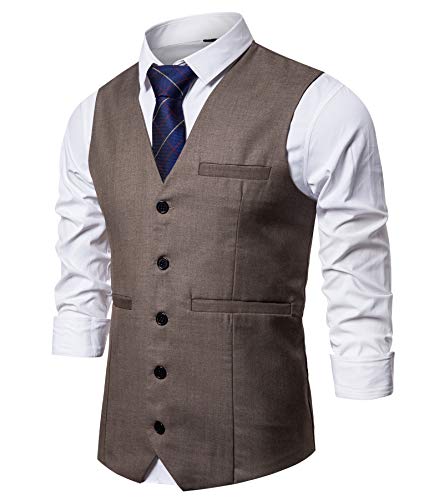 FLYF Herren Anzug Weste V-Ausschnitt Ärmellose Westen Anzug Business Hochzeit Gilet Weste von FLYF