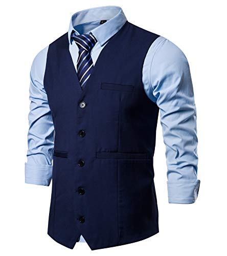 FLYF Herren Anzug Weste V-Ausschnitt Ärmellose Westen Anzug Business Hochzeit Gilet Weste von FLYF