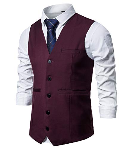 FLYF Herren Anzug Weste V-Ausschnitt Ärmellose Westen Anzug Business Hochzeit Gilet Weste von FLYF