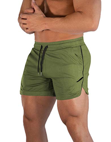 FLYFIREFLY Herren Gym Workout Shorts Laufen Leichtgewicht Athletic Kurze Hose Bodybuilding Training - Grün - Mittel FLYFIREFLY Herren Gym Workout Shorts Laufen Leichtgewicht Athletic Kurze Hose Bodybuilding Training - Grün - Mittel von FLYFIREFLY