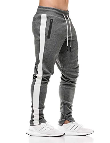 FLYFIREFLY Herren-Sporthose für Bodybuilding, Workout, Laufen, Jogger, schmale Passform - - Mittel von FLYFIREFLY