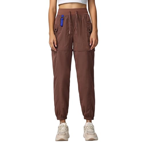 FLYGAGA Damen Outdoorhose Wanderhose Zip Off Hose Abnehmbare Hosebeine Shorts Sommer mit Gürtel Leichte Schnelltrocknend Atmungsaktiv Funktionshose Trekkinghose Klassischer Cargohose Stil von FLYGAGA