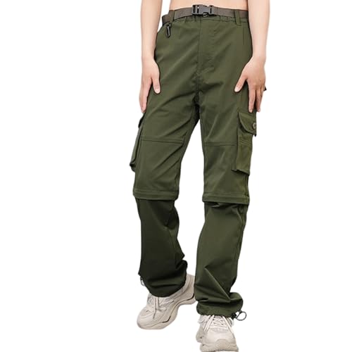 FLYGAGA Damen Outdoorhose Wanderhose Zip Off Hose Abnehmbare Hosebeine Shorts mit Gürtel Leichte Schnelltrocknend Atmungsaktiv Funktionshose Trekkinghose Jogginghose Cargohose Sommer von FLYGAGA