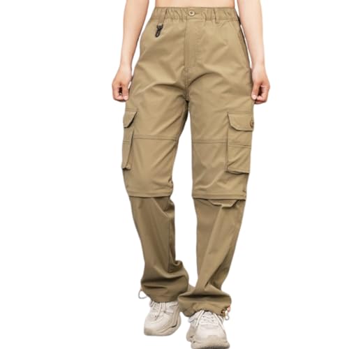 FLYGAGA Damen Outdoorhose Wanderhose Zip Off Hose Abnehmbare Hosebeine Shorts mit Gürtel Leichte Schnelltrocknend Atmungsaktiv Funktionshose Trekkinghose Jogginghose Cargohose Sommer von FLYGAGA