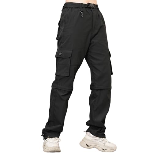 FLYGAGA Damen Outdoorhose Wanderhose Zip Off Hose Abnehmbare Hosebeine Shorts mit Gürtel Leichte Schnelltrocknend Atmungsaktiv Funktionshose Trekkinghose Jogginghose Cargohose Sommer von FLYGAGA