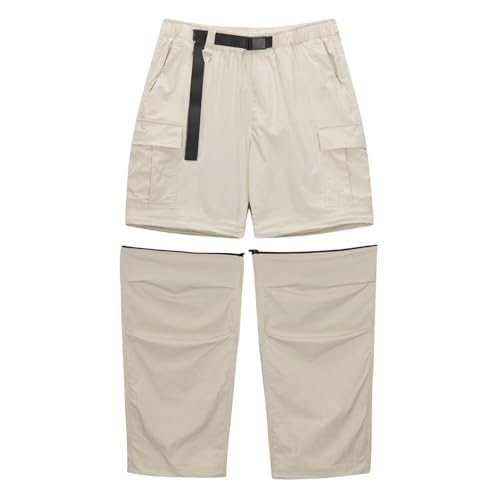 FLYGAGA Damen Wanderhose Zip Off Hose Abnehmbare Hosebeine Shorts Sommer mit Gürtel Leichte Schnelltrocknend Atmungsaktiv Funktionshose Trekkinghose Klassischer Outdoorhose Cargohose Stil von FLYGAGA