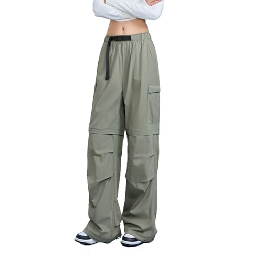 FLYGAGA Damen Wanderhose Zip Off Hose Abnehmbare Hosebeine Shorts Sommer mit Gürtel Leichte Schnelltrocknend Atmungsaktiv Funktionshose Trekkinghose Klassischer Outdoorhose Cargohose Stil von FLYGAGA