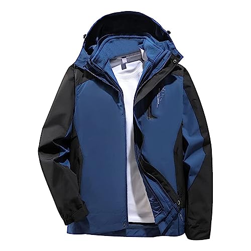 FLYGAGA Herren 3 in 1 Jacket Warm Skijacke Wasserdicht Winterjacke mit Abnehmbarer Kapuze Verdickt Outdoorjacke von FLYGAGA