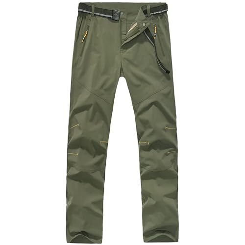 FLYGAGA Herren Wanderhose Schnelltrocknend Outdoorhose Trekkinghose Elastisch Leichte Atmungsaktiv Camping Funktionhose Laufhose Freizeithosen mit Gürtel Sommer Herbst von FLYGAGA