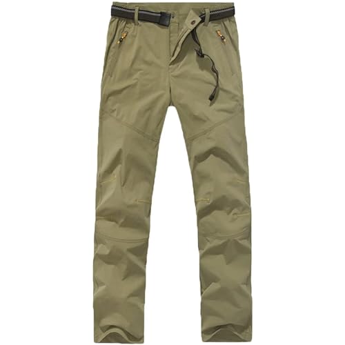 FLYGAGA Herren Wanderhose Schnelltrocknend Outdoorhose Trekkinghose Elastisch Leichte Atmungsaktiv Camping Funktionhose Laufhose Freizeithosen mit Gürtel Sommer Herbst von FLYGAGA