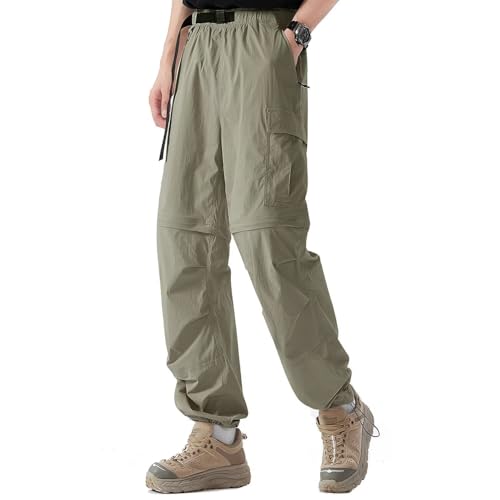 FLYGAGA Herren Wanderhose Zip Off Hose Abnehmbare Hosebeine Shorts Sommer mit Gürtel Leichte Schnelltrocknend Atmungsaktiv Funktionshose Trekkinghose Klassischer Outdoorhose Cargohose Stil von FLYGAGA