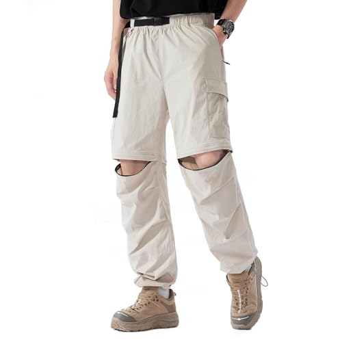 FLYGAGA Herren Wanderhose Zip Off Hose Abnehmbare Hosebeine Shorts Sommer mit Gürtel Leichte Schnelltrocknend Atmungsaktiv Funktionshose Trekkinghose Klassischer Outdoorhose Cargohose Stil von FLYGAGA