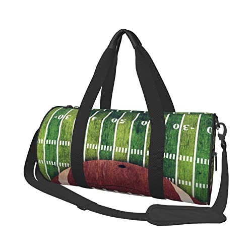 American Football Feld- und Ball-bedruckte Reisetasche aus Segeltuch – Turnbeutel mit großer Kapazität für Wochenende, Geschäftsreisen, Schwarz , Einheitsgröße von FLYIFE
