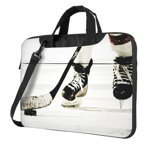 Art Ladybug Tracks bedruckte Laptop-Umhängetasche – Kuriertasche, Aktentasche, Computertasche für Damen und Herren, Eishockeymuster, 13 inch von FLYIFE