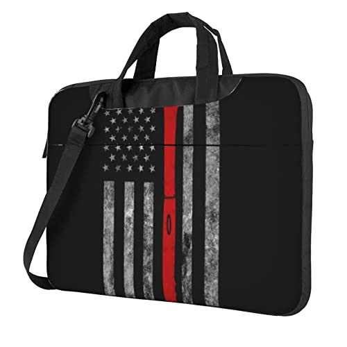 Art Ladybug Tracks bedruckte Laptop-Umhängetasche – Kuriertasche, Aktentasche, Computertasche für Damen und Herren, Feuerwehraxt Red Line Flagge, 15.6 inch von FLYIFE