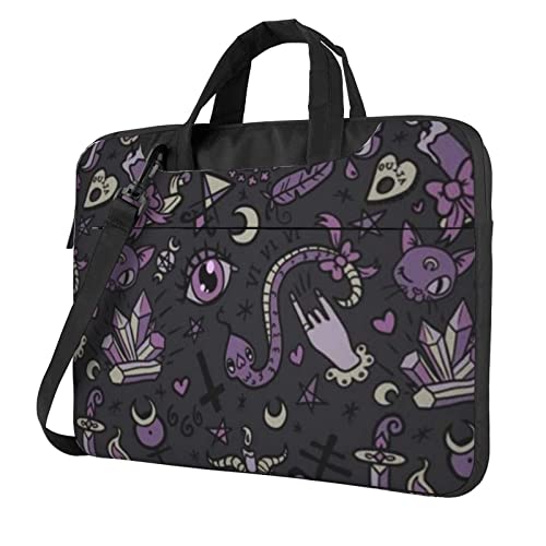 Art Ladybug Tracks bedruckte Laptop-Umhängetasche – Kuriertasche, Aktentasche, Computertasche für Damen und Herren, Lila Schwarz Goth Gruselig, 14 inch von FLYIFE