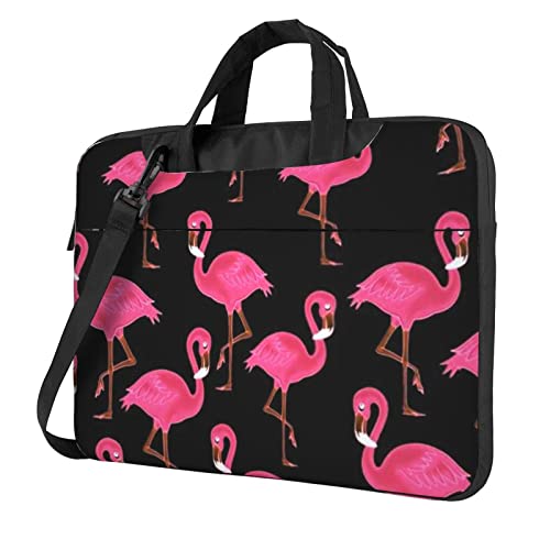 Art Ladybug Tracks bedruckte Laptop-Umhängetasche – Kuriertasche, Aktentasche, Computertasche für Damen und Herren, Schöne rosa Flamingos, 13 inch von FLYIFE