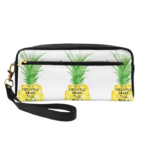 Be A Pineapple bedruckte tragbare Make-up-Tasche, PU-Leder, Reise-Kosmetiktasche, Federmäppchen für Mädchen und Frauen, Be A Ananas, Einheitsgröße von FLYIFE