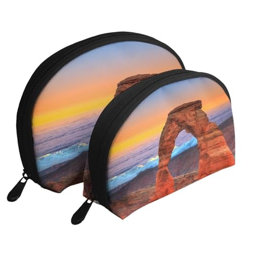 Dublin Irland Ha Penny Bridge River bedrucktes Reise-Make-up-Taschen-Set – Kulturbeutel mit Reißverschluss – Muschelförmige Kosmetiktasche für Damen und Mädchen, Arches National Park, Einheitsgröße, von FLYIFE