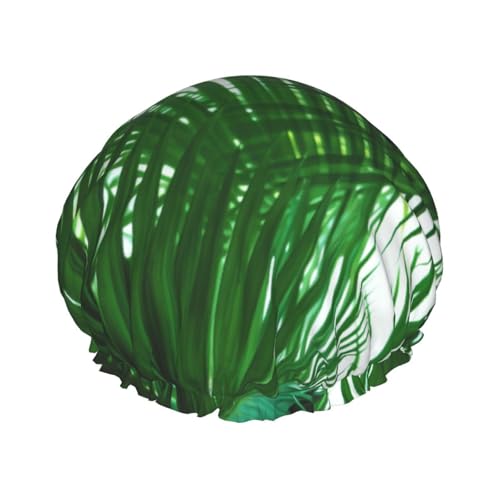 Duschhaube für Damen und Herren, Palmblätter, Grüntöne, wiederverwendbar, doppellagig, Stoff, Badekappe für Mädchen Duschhaube für Damen und Herren, Palmblätter, Grüntöne, wiederverwendbar, doppellagig, Stoff, Badekappe für Mädchen von FLYIFE