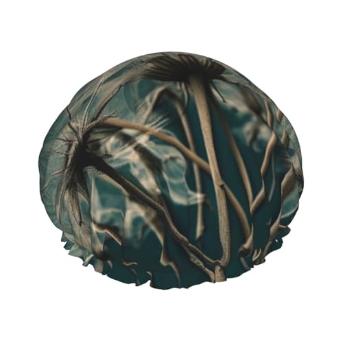 Duschhaube mit Unkrautmuster, wiederverwendbar, doppellagig, Stoff, Badekappe für Mädchen von FLYIFE