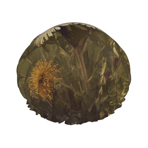 Duschhaube mit Wildblumen-Druck, für Damen und Herren, wiederverwendbar, doppellagig, Stoff, Badekappe für Mädchen Duschhaube mit Wildblumen-Druck, für Damen und Herren, wiederverwendbar, doppellagig, Stoff, Badekappe für Mädchen von FLYIFE