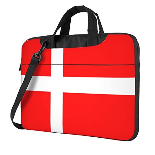 Elegante Laptop-Umhängetasche mit violettem Blumendruck, Kuriertasche, Aktentasche, Computertasche, Tasche für Damen und Herren, Dänemark Flagge, 14 inch von FLYIFE