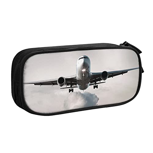 FLYIFE Airplane Art Große Federtasche mit 2 Fächern Federmäppchen Federmäppchen Bleistiftbeutel Tasche Organizer für Mädchen Jungen Student Schule Büro Universität -, Schwarz , Einheitsgröße, Schulranzen von FLYIFE