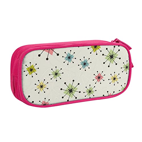 FLYIFE Atomic Stars Retro Muster Große Federtasche mit 2 Fächern Federmäppchen Federmäppchen Federmäppchen Tasche Organizer für Mädchen Jungen Student Schule Büro Uni -, rose, Einheitsgröße, Schulranzen von FLYIFE