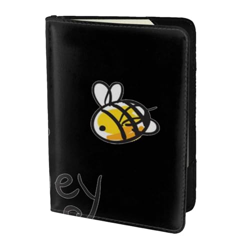FLYIFE Bee Love Reisepasshülle mit Honigmuster, 14 cm, Leder, Reisepasshülle für Damen und Herren, Schwarz , Einheitsgröße von FLYIFE