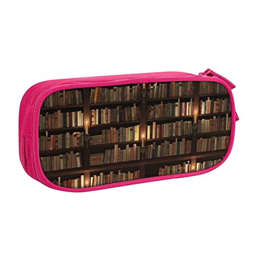 FLYIFE Bibliothek Bücherregal Buch Große Federtasche mit 2 Fächern Federmäppchen Federmäppchen Bleistiftbeutel Tasche Organizer für Mädchen Jungen Student Schule Büro Uni -, rose, Einheitsgröße, Schulranzen von FLYIFE