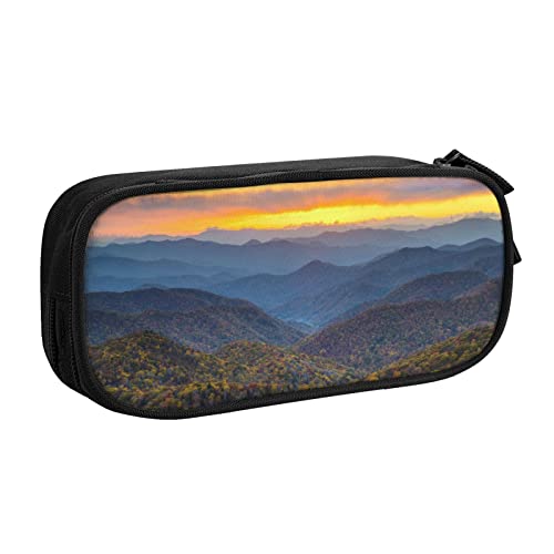 FLYIFE Blue Ridge Parkway Mountains Große Federtasche mit 2 Fächern Federmäppchen Federmäppchen Beutel Organizer für Mädchen Jungen Student Schule Büro Uni -, Schwarz , Einheitsgröße, Schulranzen von FLYIFE